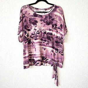 Madison Grey Purple‎ Ombré Floral Tie Top Size XXL